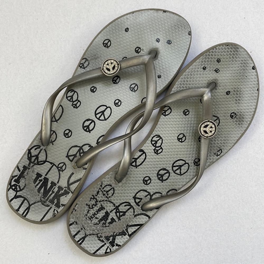 VS PINK Y2K Peace Flip Flops